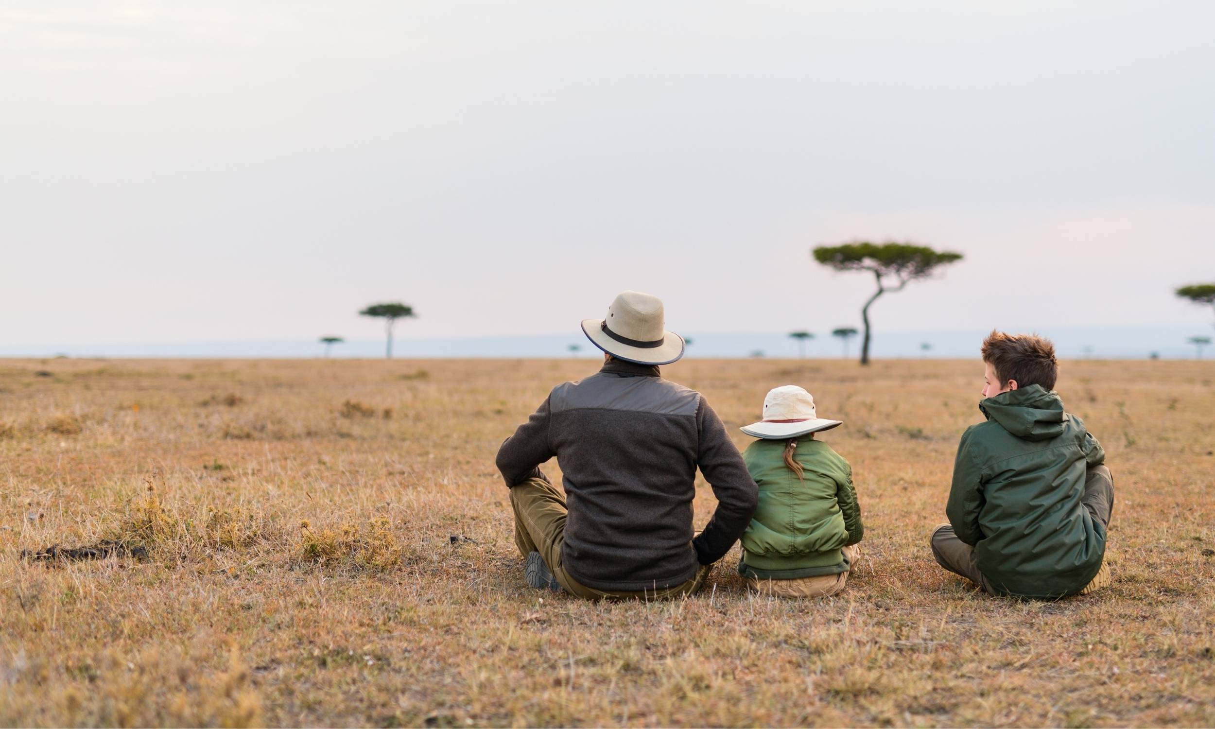 Family on African safari