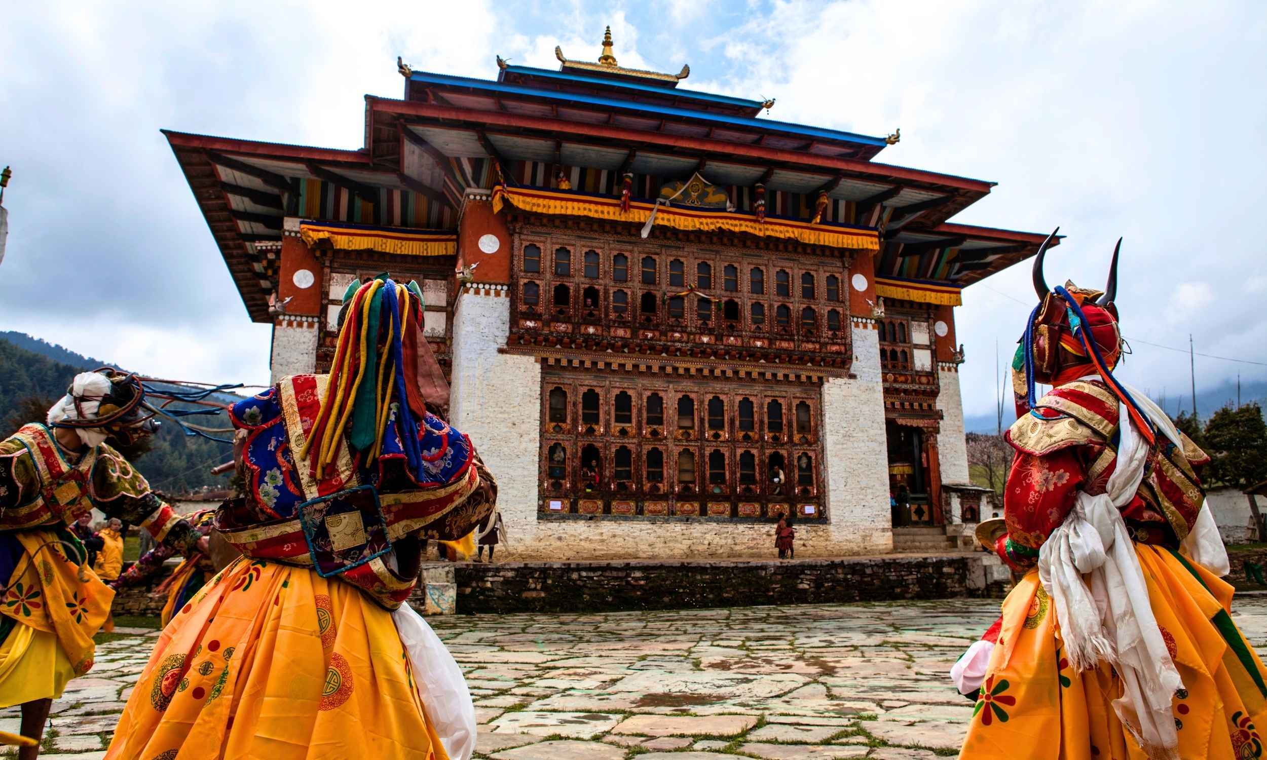 Monks dance Ura Tsechu Festival Bhutan